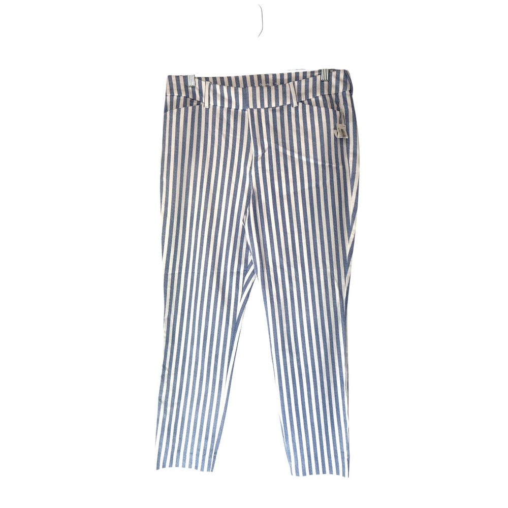 Old Navy Blue White Striped Career Office Straight Leg Pixie Dress Pants Size 10
